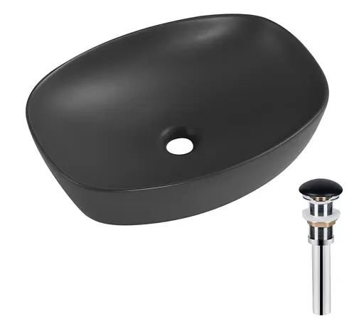 Раковина накладна Qtap Robin Anthracite, прямокутна, з донним клапаном QT04116302AN - фото 2