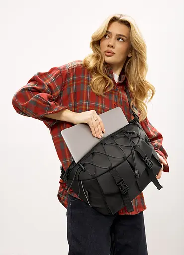 Женская сумка-бананка под ноутбук Sambag Urban Pro черная 46×26 см (51411264) - фото 3