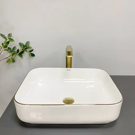 Умивальник VBI Palermo white rose gold Edge накладний VBI-012307, Золотий - фото 3