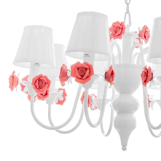 Люстра подвесная Brille с абажуром флористика E14 40W WH (BKL-517S/8) - фото 2