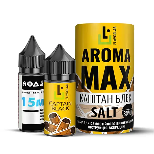 Набор компонентов для самозамеса солевой заправки Flavorlab Aroma MAX 30 мл Капитан блек, 0-65 мг (17941)