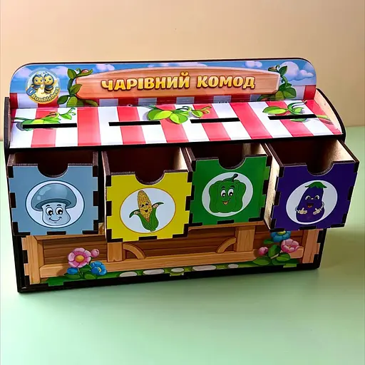 Настольная игра Ubumblebees Овощи -1 PSD007 сортер-комодик деревянная - фото 2