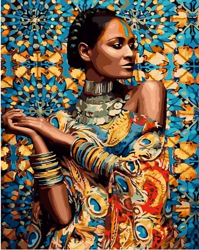 Набір для розпису по номерах Дівчина Індії, Strateg, 40x50 см, GS1183