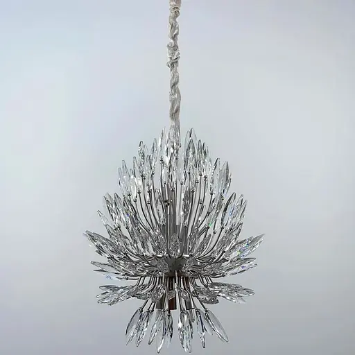 Кришталева срібна люстра репліка Lily Buds на 9 ламп Line.F MD 8058 S Satin - фото 8