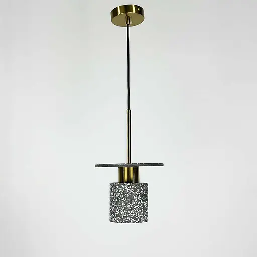 Підвіс Terrazzo Cylinder із сірим бетонним плафоном 20 см в стилі Ар-деко Line.F MJ 162-200 BK - фото 8