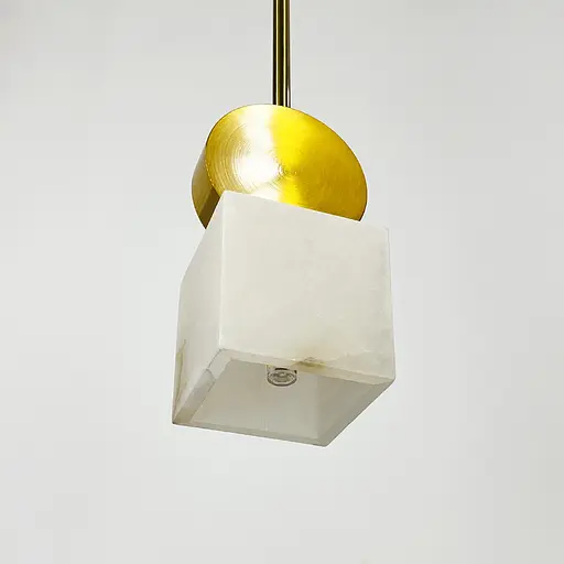 Латунний світильник із білим мармуровим плафоном 9х35 см | Арт. SC 7/1 WT | Line F - фото 5