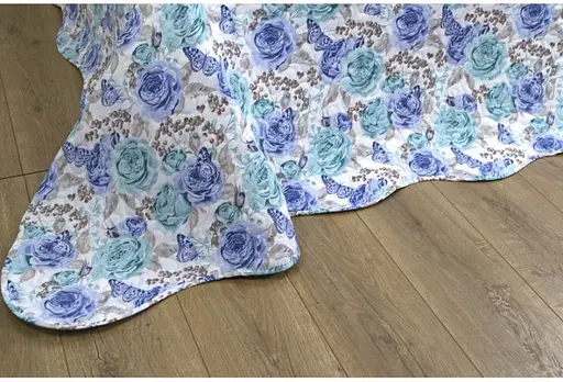 Уценка. Покрывало Lotus Manhattan Sandra белый с голубым 240 х 230 см (svt-2000022212588) - фото 3