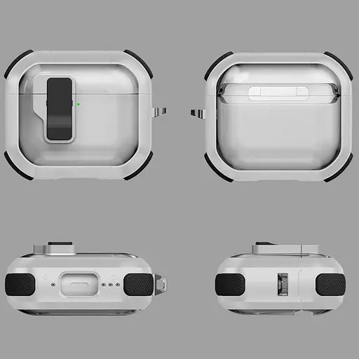 Футляр протиударний Locking Button для навушників Airpods 4 White - фото 3