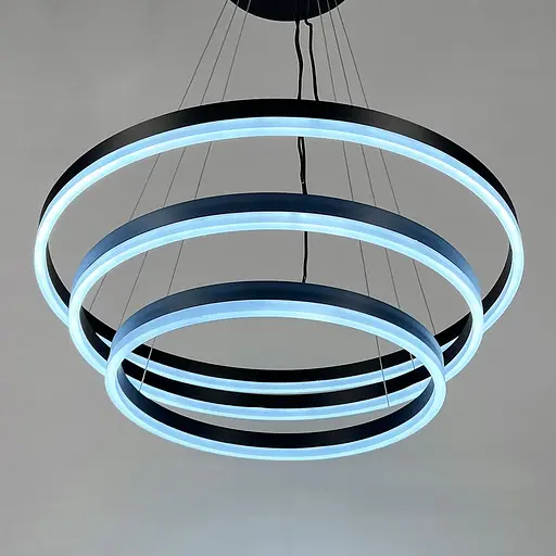 LED люстра на три кільця у чорному каркасі 60+50+40 см | Line F | Арт. G68-600+500+400 BK - фото 5