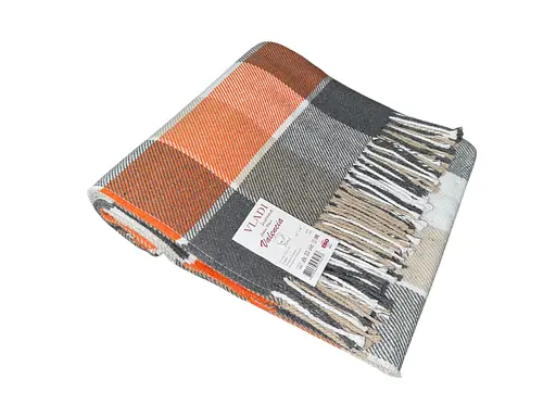 Плед бавовняний Валенсія Laura Vladi біло-сірий-пісок-помаранчевий 140х200 - фото 1