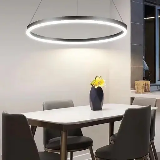 Современная LED люстра в черном каркасе Ст. M 2702 BK | Line F - фото 3