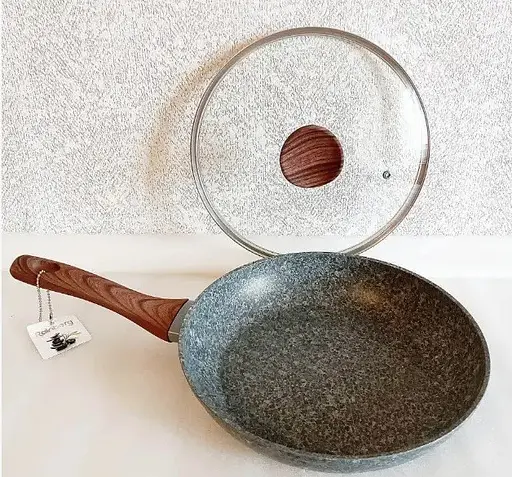 Універсальна сковорода Rainberg RB-752 з антипригарним мармуровим покриттям 28 см з кришкою - фото 2