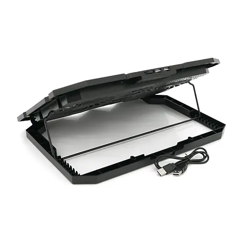 Підставка під ноутбук IceCoorel K22, 10-17", 2*125мм+2*70мм 2600±10% RPM, корпус пластик+алюміній, 385x280x28mm, Black, Box, Q10 - фото 2