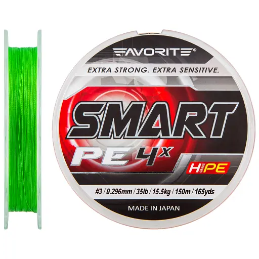 Шнур Favorite Smart PE 4x 150м (салат.) 3.0/0.296 мм 15.5 кг