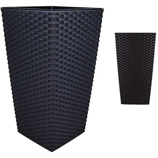 Вазон Lamela 19 см з вкладом ротанг графіт (000028046) - фото 1