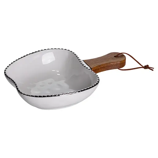 Тарелка фарфоровая глубокая с ручкой Яблоко 23×16×4 (см) сервировочное блюдо с ручкой для подачи тарелка сковорода Серебро Yiwu ZJH-15-1 - фото 2