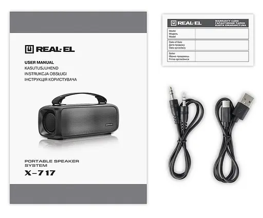 Портативна колонка Real-El RX717 8W Bluetooth TWS, RGB, Black - фото 7