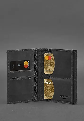 Шкіряна обкладинка для паспорта 2.0 Карбон чорна - фото 5