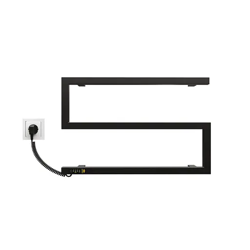 Электрический полотенцесушитель Kosser Зета 350х550 EL тайм. черный ЗЗ01EL, Черный матовый, Левое - фото 2