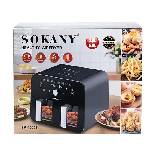 Аерофритюрниця безмасляна Sokany SK10008 10л електрична з механічно-сенсорним керуванням 2400Вт - фото 8