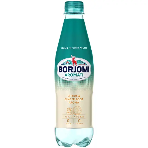 Напиток безалкогольный Borjomi Aromati газированный с ароматом Цитрусовых и Корня имбиря 0.5 л х 12 шт. (пет) - фото 1