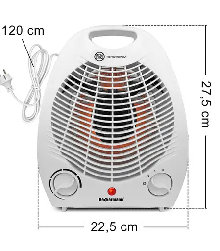 Тепловентилятор обігрівач Heckermann 2в1 2000 Вт - фото 7