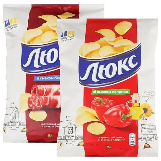 Набор: чипсы Люкс со вкусом паприки 125 г + чипсы Люкс со вкусом бекона 125 г
