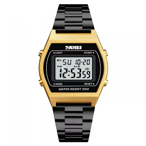Наручний електронний ретро годинник Skmei 1328 Золотистий