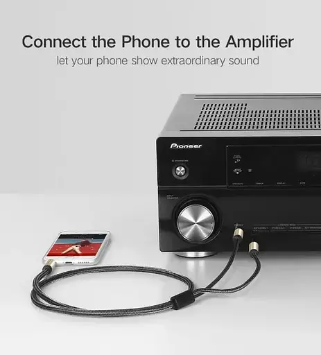 Аудіокабель UGREEN AV126 3.5mm TRS to Dual 6.35mm TS Audio Cable 2m (Gray)(UGR-10615) - фото 5