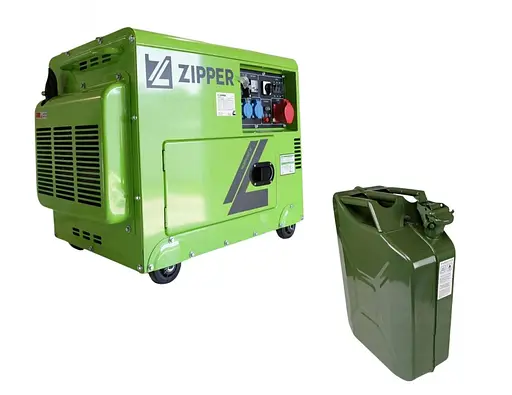 Генератор Zipper дизельний 4-тактний KZI-STE7500DSH 3,3/5кВт + металева каністра 20 л - фото 1