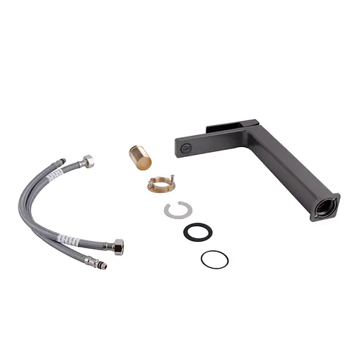 Змішувач для умивальника Qtap Gemini високий QTGEM269GMB45680 Gunmetal Black PVD Шліфований чорний хром - фото 4