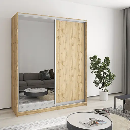 Шафа-купе дводверна MebelStar Стандарт AL ДСП/Дзеркало 170x45x210 см Дуб тахо (MBS-3466)