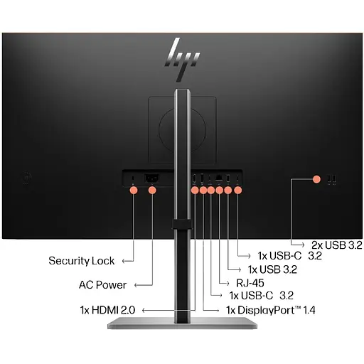 TFT 31.5` HP E32K G5, 4K UHD, IPS, HDMI, DP, USB-C, RJ-45, HAS, колонки, черный - фото 4