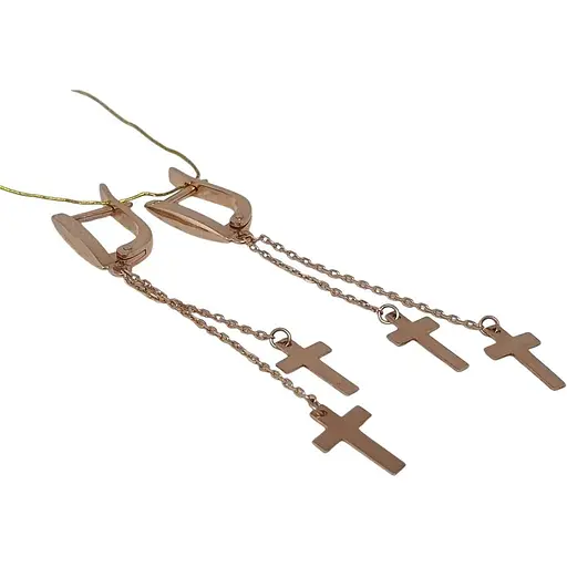 Золотые серьги-подвески Платон Крестики. 1С236/00Б