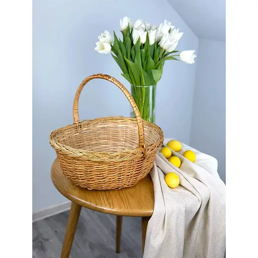 Великодній кошик із лози з однією ручкою Поділля Коричневий