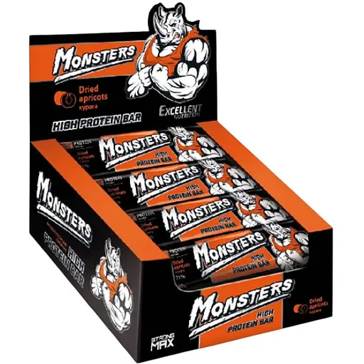 Уценка. Протеиновые батончики Monsters Strong Max Dried Apricots 1.6 кг (20 шт. x 80 г) - фото 1