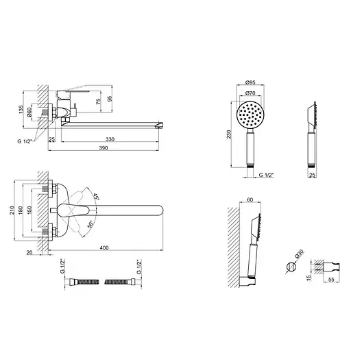Змішувач для ванни Lidz (NKS) 09 35 005-1 - фото 6