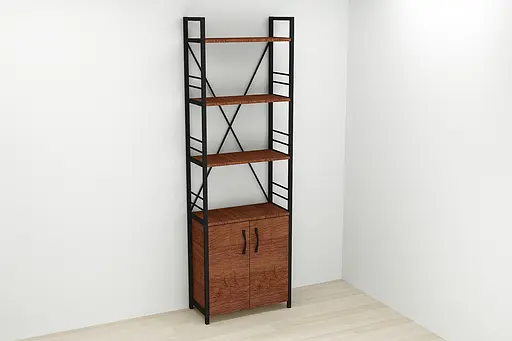 Этажерка 4/60 Ferrum-decor Серии Конект с тумбой 179x60x28 Черный ДСП Венге (FRD-105540) - фото 4