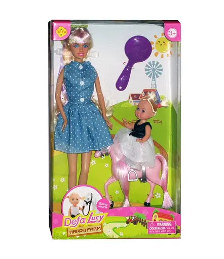 Лялька 8399 Defa Верхова їзда, з коняком та гребінцем, в коробці (6967500437337) Рожевий - фото 1