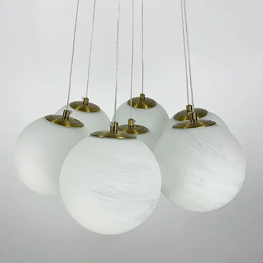 Люстра-пучок на 7 мраморных плафонов в латунном корпусе Ст. MJ 141/7 AB+WT (NEW) Line F - фото 8