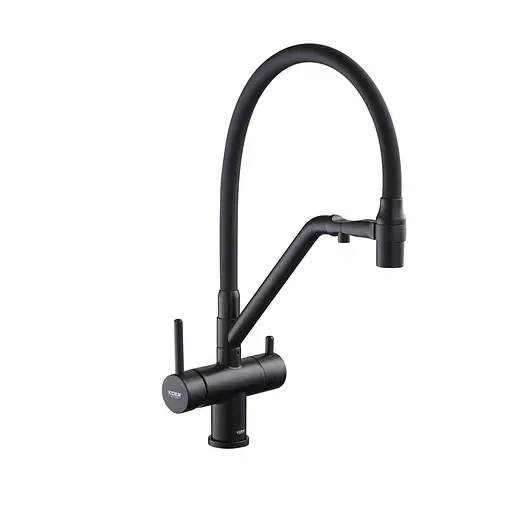Смеситель для кухни на две воды с гибким изливом Koer KB-72006-05 KR3380 Черный матовый - фото 8