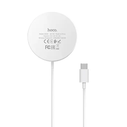 Зарядка Qi HOCO Original series magnetic wireless fast charger CW28 15W белое - фото 5