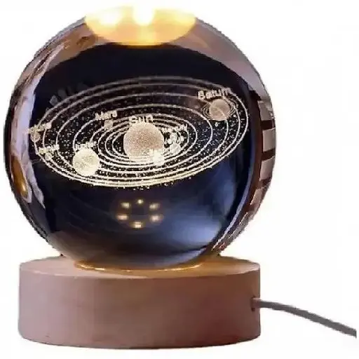 Декоративный 3D ночник Хрустальный шар + дерево LED светильник Солнечная система теплый свет 5V - фото 1