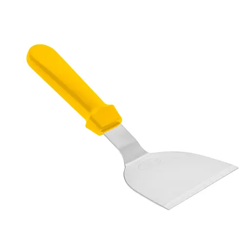 Шпатель скребок лопатка для теста из нержавеющей стали с пластиковой ручкой 25 см, Kitchen Master Желтый 85762 - фото 9