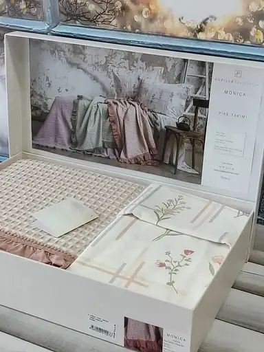 Постельное белье с вафельным покрывалом Pupilla Monica Pudra Pupilla pbe0051429 - фото 3