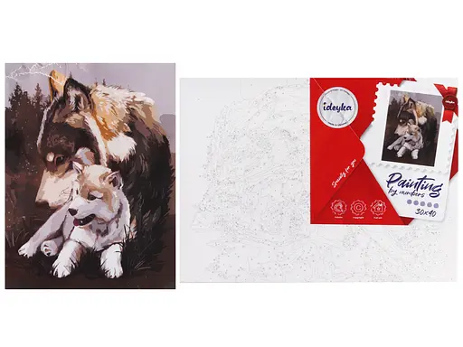 Набор для росписи по номерам Волчья нежность, 30x40 см, КНО4385