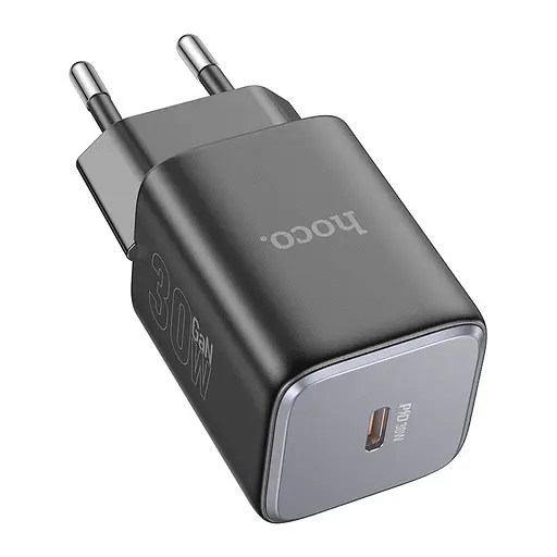 Сетевые зарядные устройства Hoco N43 Vista single port PD30W charger(EU) Черный - фото 1