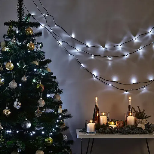 Новорічна гірлянда GarlandoPro 18 м 180 LED чорний провід Біле світло W180LED18MBW