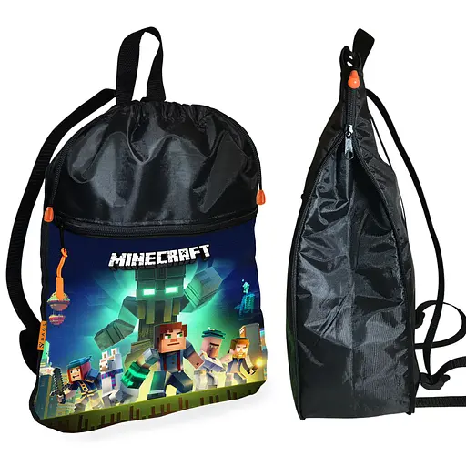 Рюкзак-мешок для обуви,спортивной формы Майнкрафт "Minecraft" детская сумка для сменки с расширителем (01272)