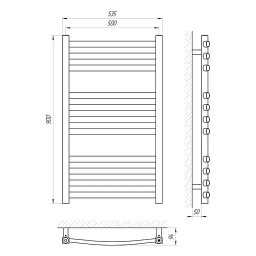 Водяна рушникосушка Laris Гранд П11 500x900 71207601, Хром - фото 2